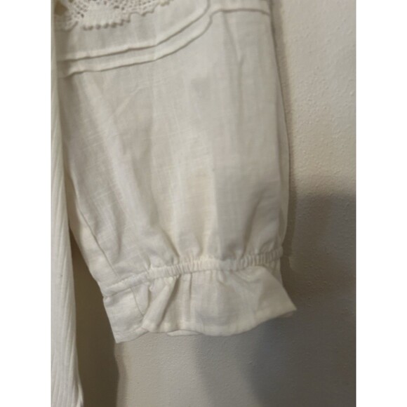 Free People Something Special White Top Puff Sleeves NWT Size XL - Picture 4 of 11